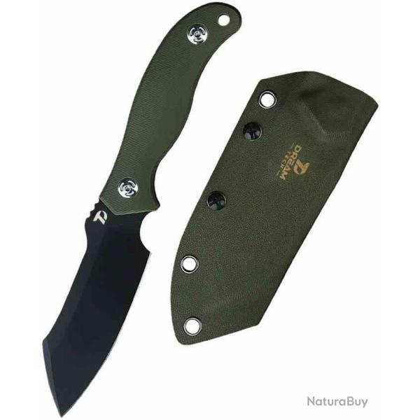 Couteau de Chasse Bushcraft Dreamtech Lame Fixe Acier DC53 Manche G10 Vert Etui Kydex DTK4110GB