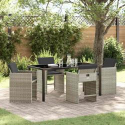 Ensemble de salle &agrave; manger pour jardin 5 pcs Gris clair