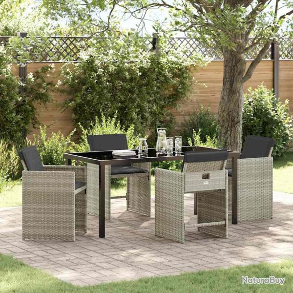 Ensemble de salle � manger pour jardin 5 pcs Gris clair