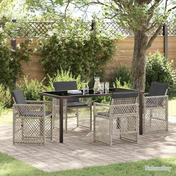 Ensemble de salle � manger pour jardin 5 pcs Gris clair