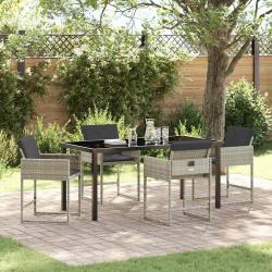 Ensemble de salle &agrave; manger pour jardin 5 pcs Gris clair