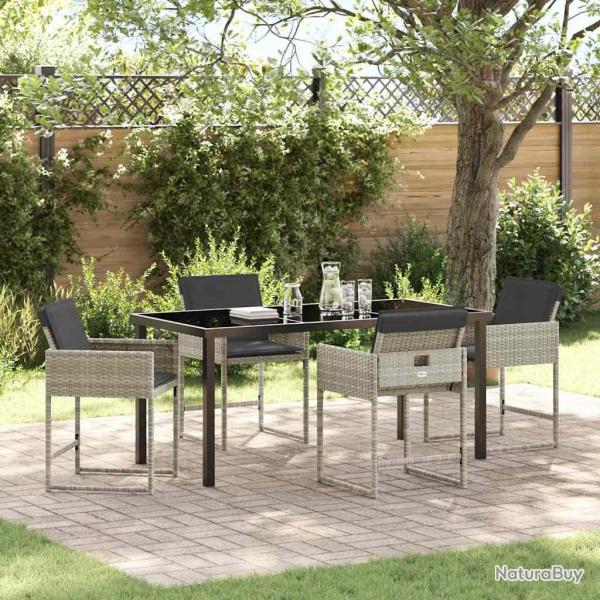 Ensemble de salle � manger pour jardin 5 pcs Gris clair
