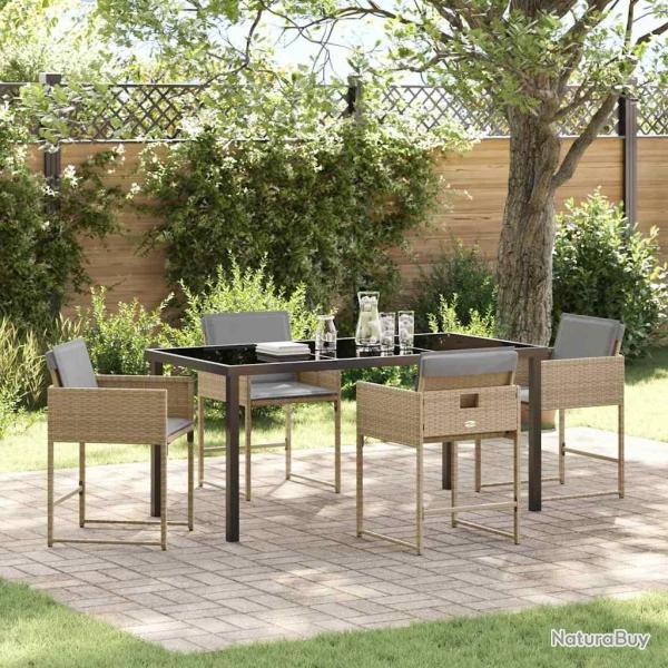 Ensemble de salle � manger pour jardin 5 pcs Beige polyrotin