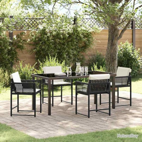 Ensemble de salle � manger pour jardin 5 pcs Noir polyrotin
