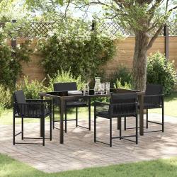 Ensemble de salle &agrave; manger pour jardin 5 pcs Noir polyrotin