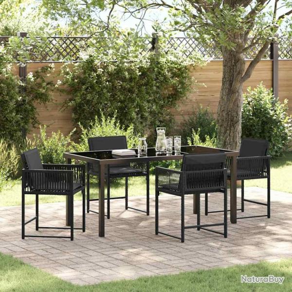 Ensemble de salle � manger pour jardin 5 pcs Noir polyrotin