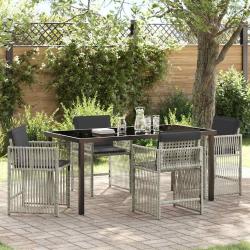 Ensemble de salle &agrave; manger pour jardin 5 pcs Gris clair