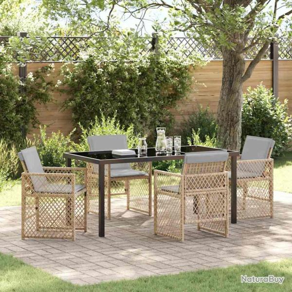 Ensemble de salle � manger pour jardin 5 pcs Beige polyrotin