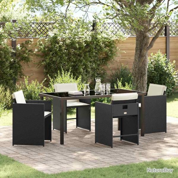 Ensemble de salle � manger pour jardin 5 pcs Noir polyrotin