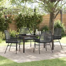 Ensemble de salle &agrave; manger pour jardin 5 pcs Noir polyrotin
