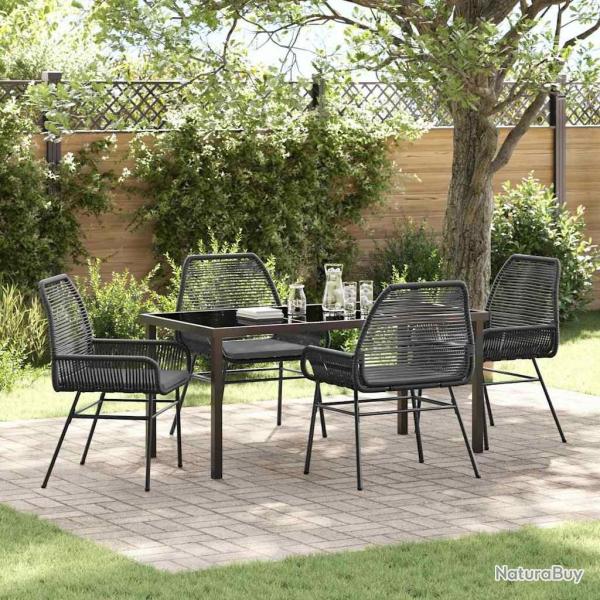 Ensemble de salle � manger pour jardin 5 pcs Noir polyrotin