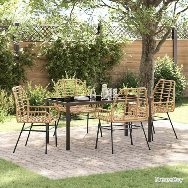 Ensemble de salle � manger pour jardin 5 pcs Marron polyrotin