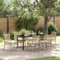 Ensemble de salle &agrave; manger pour jardin 7 pcs Beige et Noir