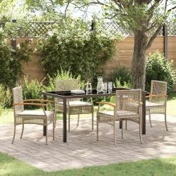 Ensemble de salle &agrave; manger pour jardin 5 pcs Beige et Noir