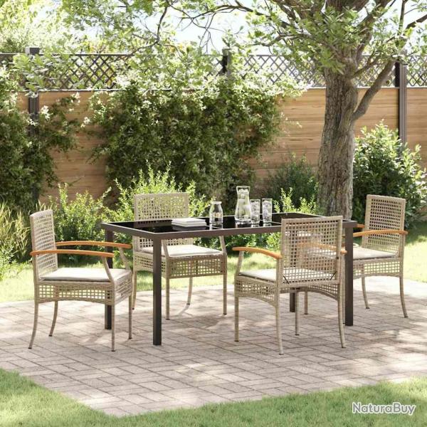 Ensemble de salle � manger pour jardin 5 pcs Beige et Noir