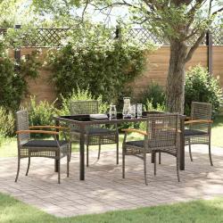 Ensemble de salle &agrave; manger pour jardin 5 pcs Gris et Noir Rotin