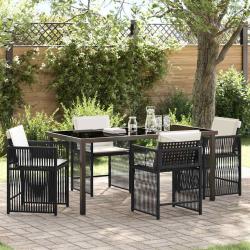 Ensemble de salle &agrave; manger pour jardin 5 pcs Noir polyrotin