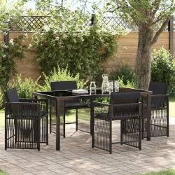 Ensemble de salle &agrave; manger pour jardin 5 pcs Noir polyrotin