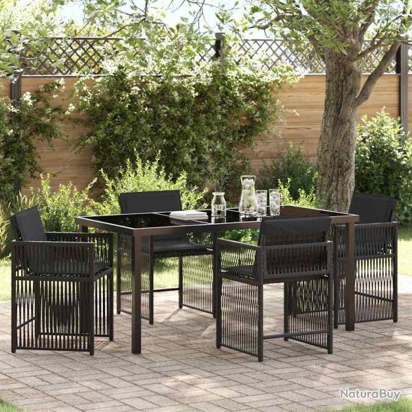 Ensemble de salle � manger pour jardin 5 pcs Noir polyrotin