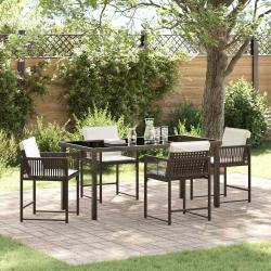 Ensemble de salle &agrave; manger pour jardin 5 pcs Marron polyrotin