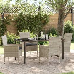 Ensemble de salle &agrave; manger pour jardin 5 pcs Gris clair