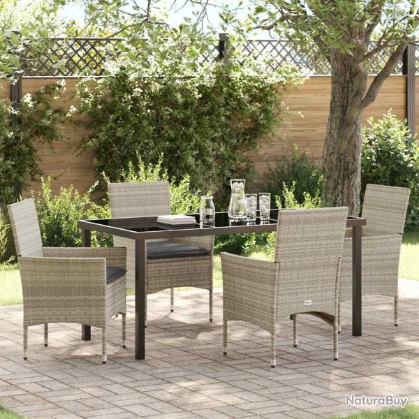 Ensemble de salle � manger pour jardin 5 pcs Gris clair