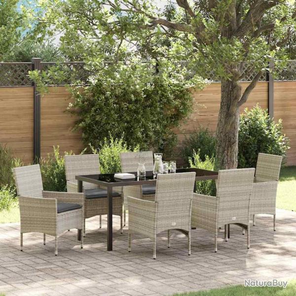 Ensemble de salle � manger pour jardin 7 pcs Gris clair