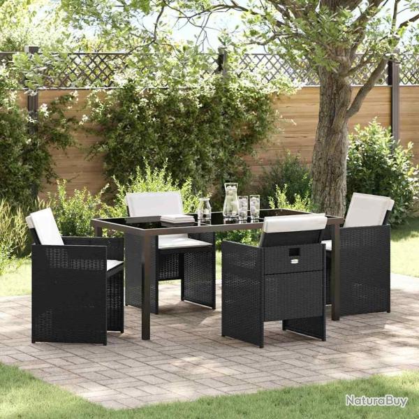 Ensemble de salle � manger pour jardin 5 pcs Noir polyrotin