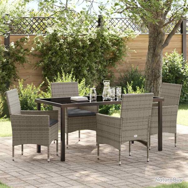 Ensemble de salle � manger pour jardin 5 pcs Gris polyrotin