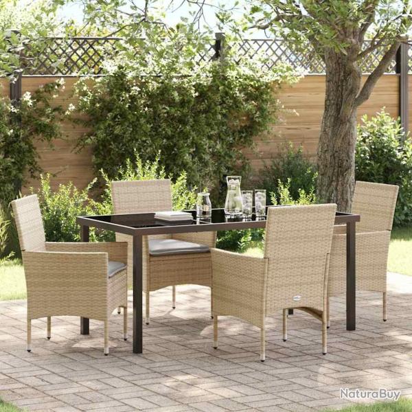 Ensemble de salle � manger pour jardin 5 pcs Beige polyrotin