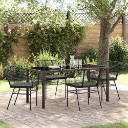 Ensemble de salle &agrave; manger pour jardin 5 pcs Noir polyrotin