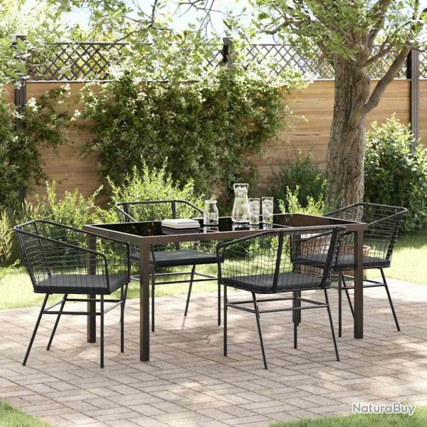 Ensemble de salle � manger pour jardin 5 pcs Noir polyrotin