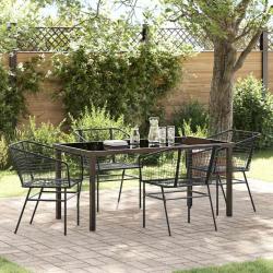Ensemble de salle &agrave; manger pour jardin 5 pcs Noir polyrotin