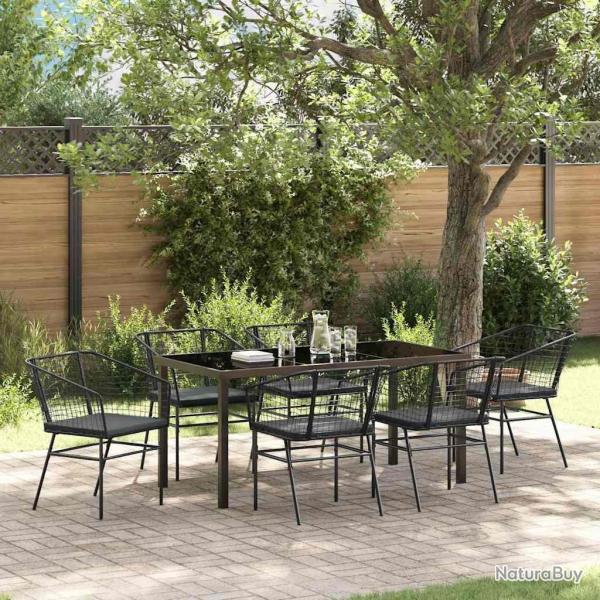 Ensemble de salle � manger pour jardin 7 pcs Noir polyrotin