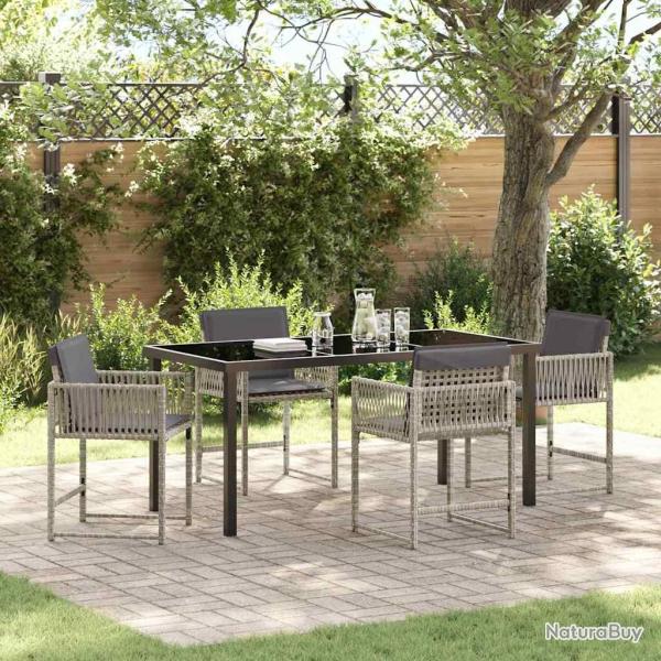 Ensemble de salle � manger pour jardin 5 pcs Gris clair