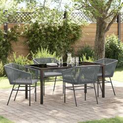 Ensemble de salle &agrave; manger pour jardin avec coussin 5 pcs Gris