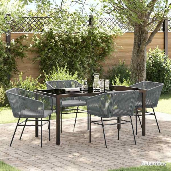 Ensemble de salle � manger pour jardin avec coussin 5 pcs Gris