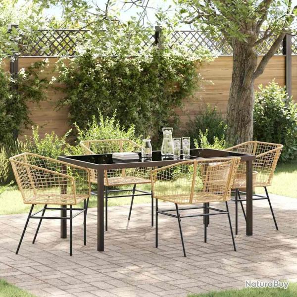 Ensemble de salle � manger pour jardin 5 pcs Marron polyrotin