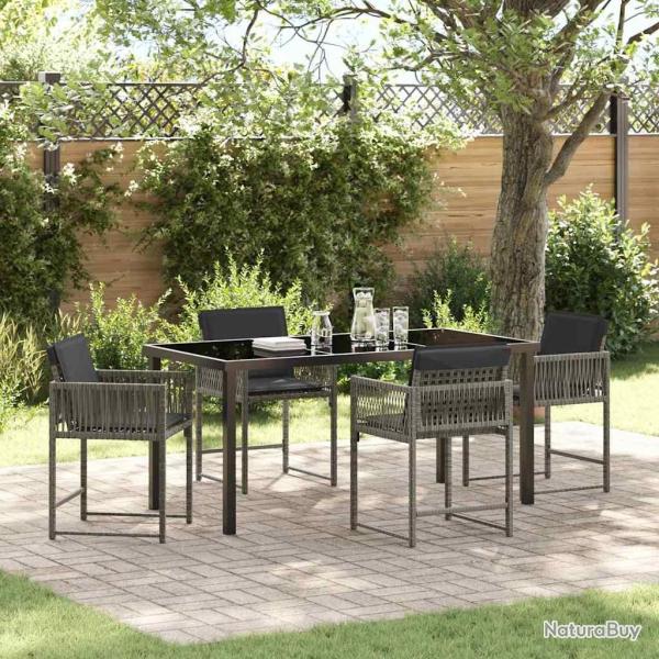 Ensemble de salle � manger pour jardin 5 pcs Gris polyrotin