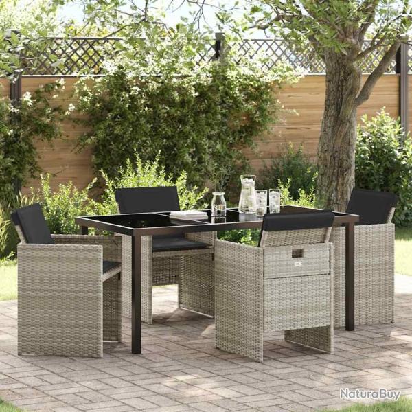 Ensemble de salle � manger pour jardin 5 pcs Gris clair