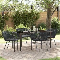 Ensemble de salle &agrave; manger pour jardin avec coussin 5 pcs Noir