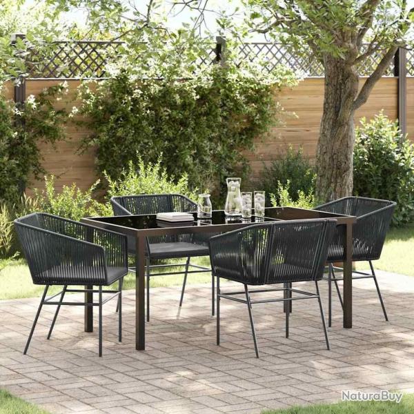 Ensemble de salle � manger pour jardin avec coussin 5 pcs Noir