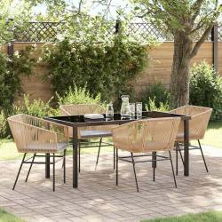 Ensemble de salle &agrave; manger pour jardin 5 pcs Marron