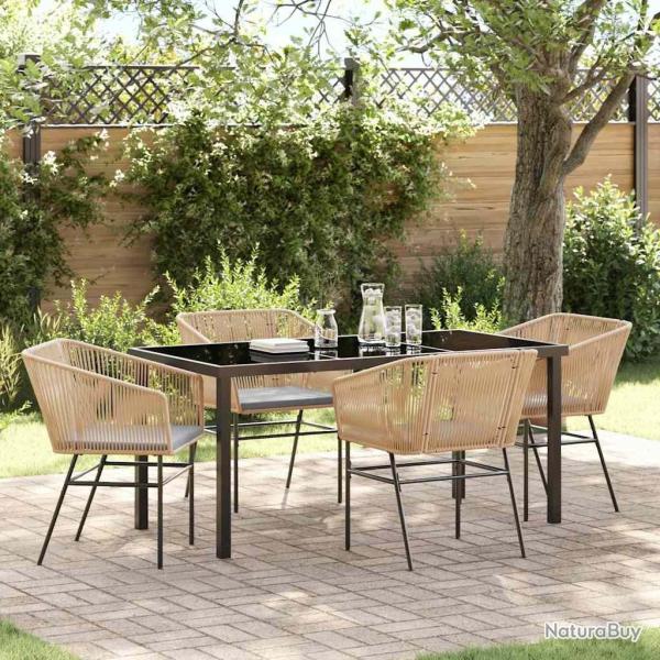 Ensemble de salle � manger pour jardin 5 pcs Marron
