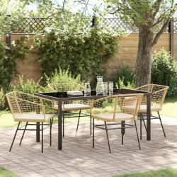 Ensemble de salle &agrave; manger pour jardin 5 pcs Marron polyrotin