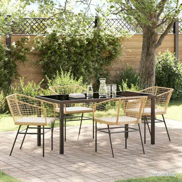 Ensemble de salle � manger pour jardin 5 pcs Marron polyrotin