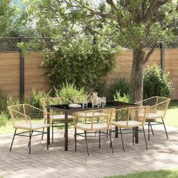 Ensemble de salle &agrave; manger pour jardin 7 pcs Marron polyrotin