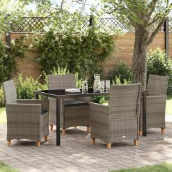 Ensemble de salle &agrave; manger pour jardin 5 pcs Gris polyrotin