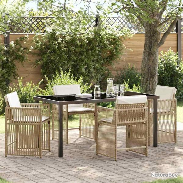 Ensemble de salle � manger pour jardin 5 pcs Beige polyrotin