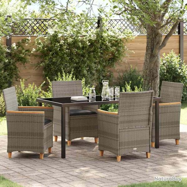 Ensemble de salle � manger pour jardin 5 pcs Gris polyrotin